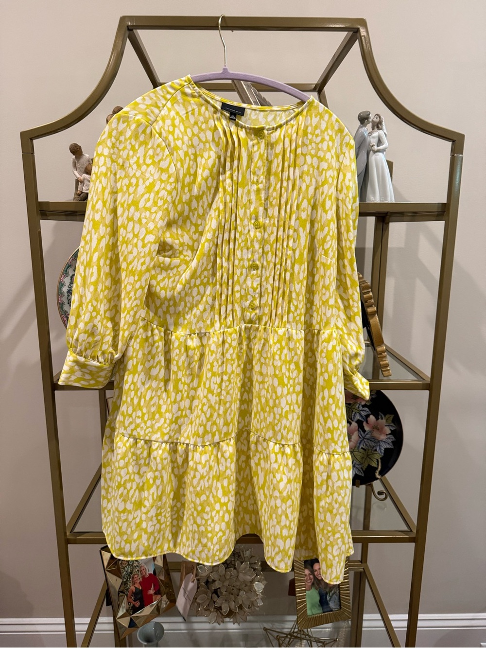 Bright Yellow Printed women ' Dress with Tiered Skirt